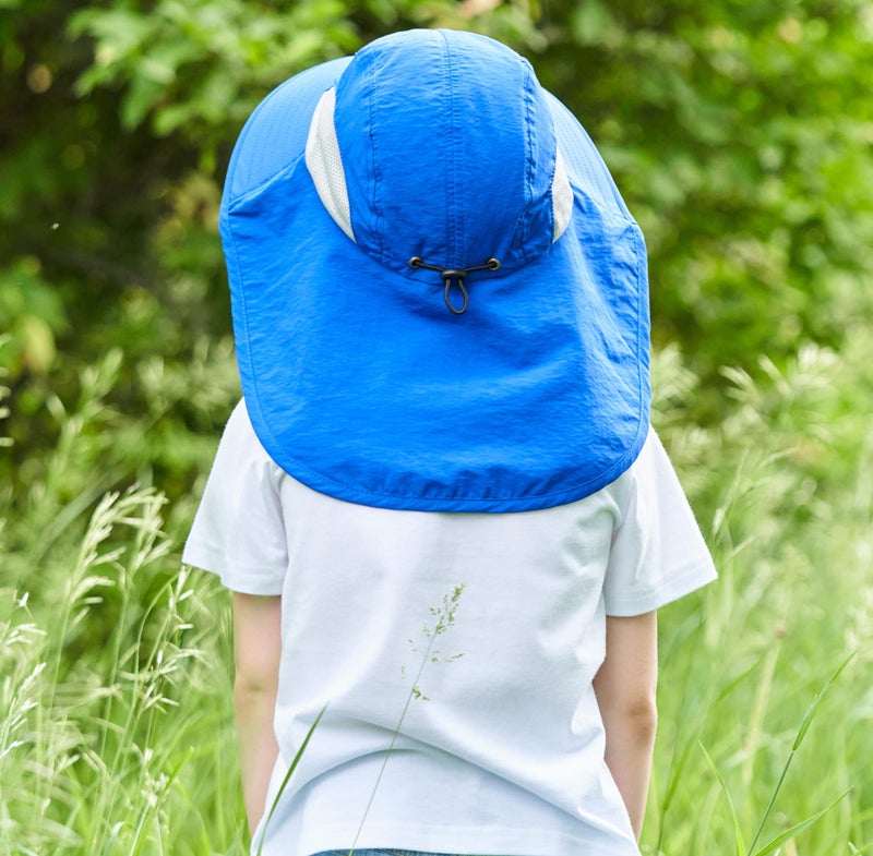 Connectyle Kids Large Brim UV Protection Sun Hat with Neck Flap Mesh Fishing Cap (Blue) - Image 4